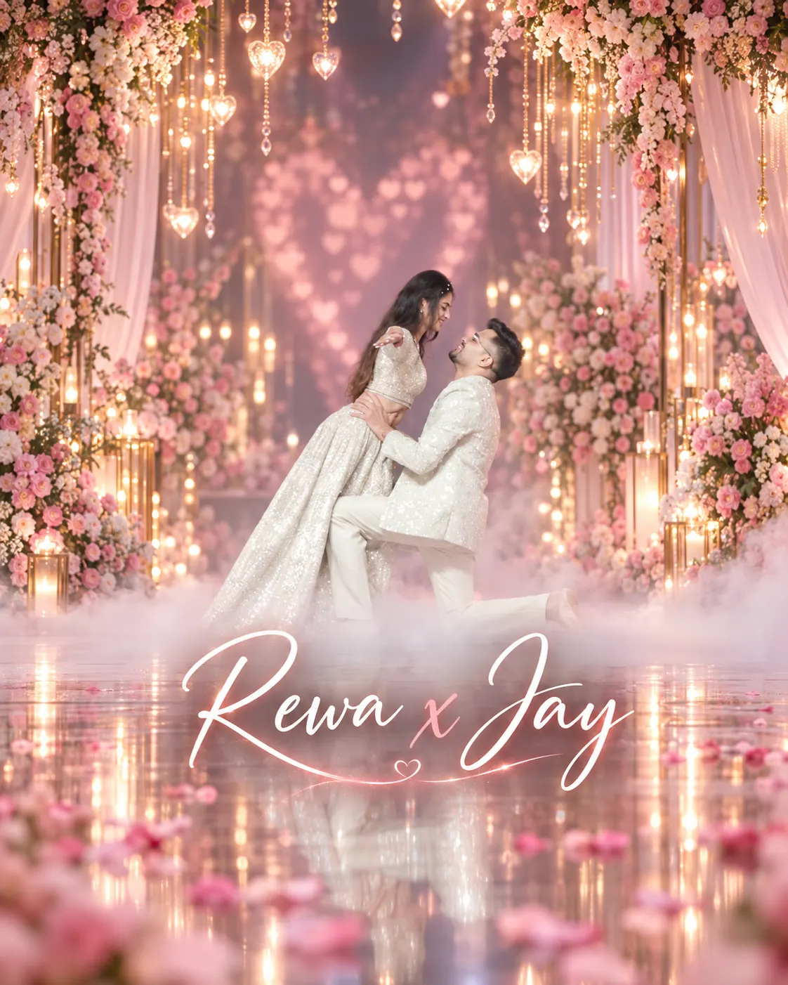 Rewa and Jay performing a couple dance during their wedding choreography celebration